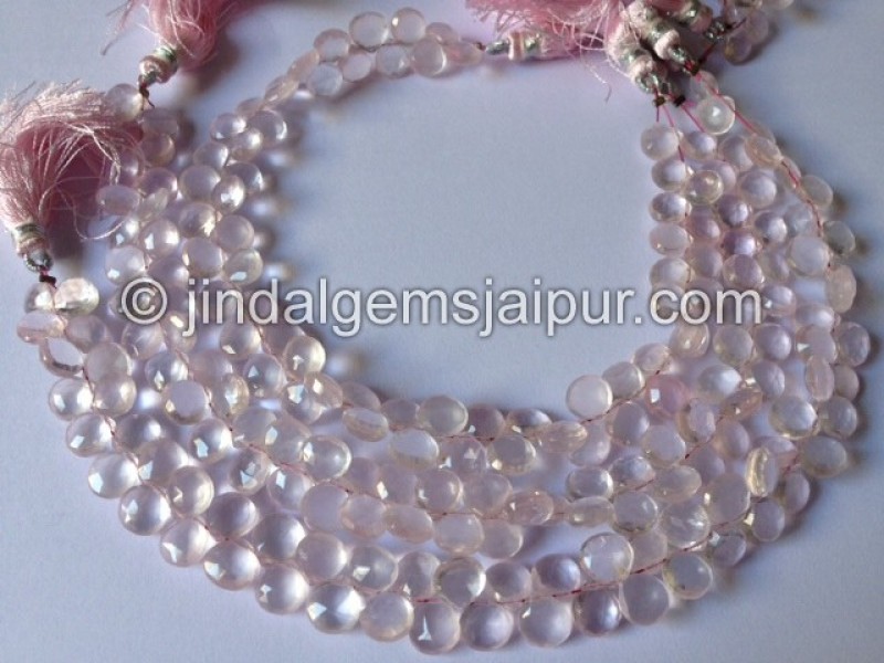 Rose Quartz Faceted Heart Shape Beads